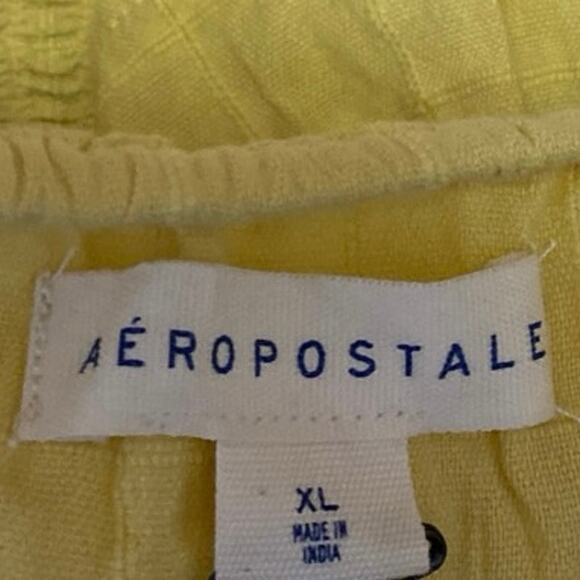 Aeropostale Women's Yellow Sleeveless Ruffle Lace Up Peplum Tank Crop Top Sz XL - Picture 4 of 5